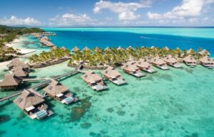 Aerial view of the Conrad Bora Bora Nui